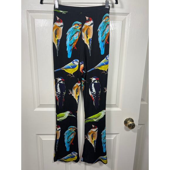 Stella Mccartney Womens Bird Crest Stretch Flared Trousers Pants Artsy Boho Fun - Picture 4 of 10